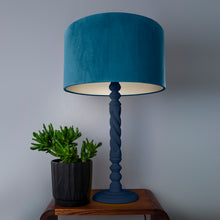 Load image into Gallery viewer, Teal velvet with champagne liner lampshade