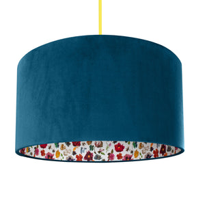 Liberty of London Floral Edit with teal velvet lampshade