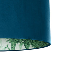 Load image into Gallery viewer, Palm leaf with teal velvet lampshade