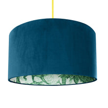Load image into Gallery viewer, Palm leaf with teal velvet lampshade
