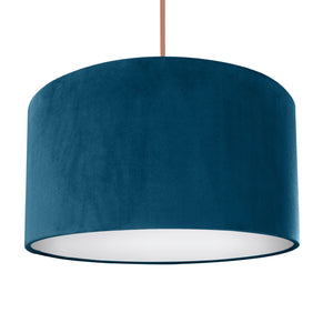 Teal velvet with opaque white liner lampshade
