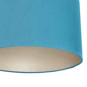 Turquoise velvet with champagne liner lampshade