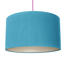 Load image into Gallery viewer, Turquoise velvet with champagne liner lampshade