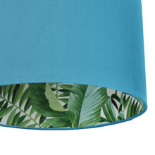 Load image into Gallery viewer, Turquoise velvet with green leaf lampshade