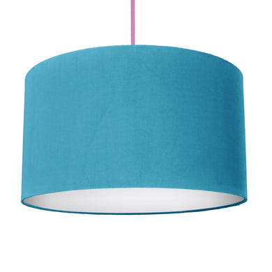 Turquoise velvet with opaque white liner lampshade