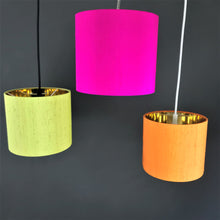 Load image into Gallery viewer, Tangerine silk lampshade with mirror gold liner