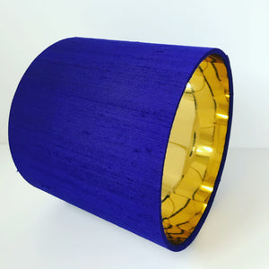 Violet silk lampshade with mirror gold liner