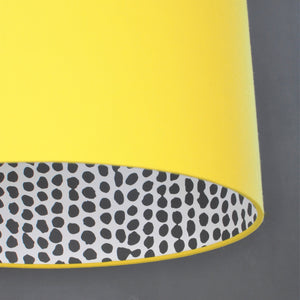 Sunshine yellow cotton with monochrome dot wallpaper lampshade